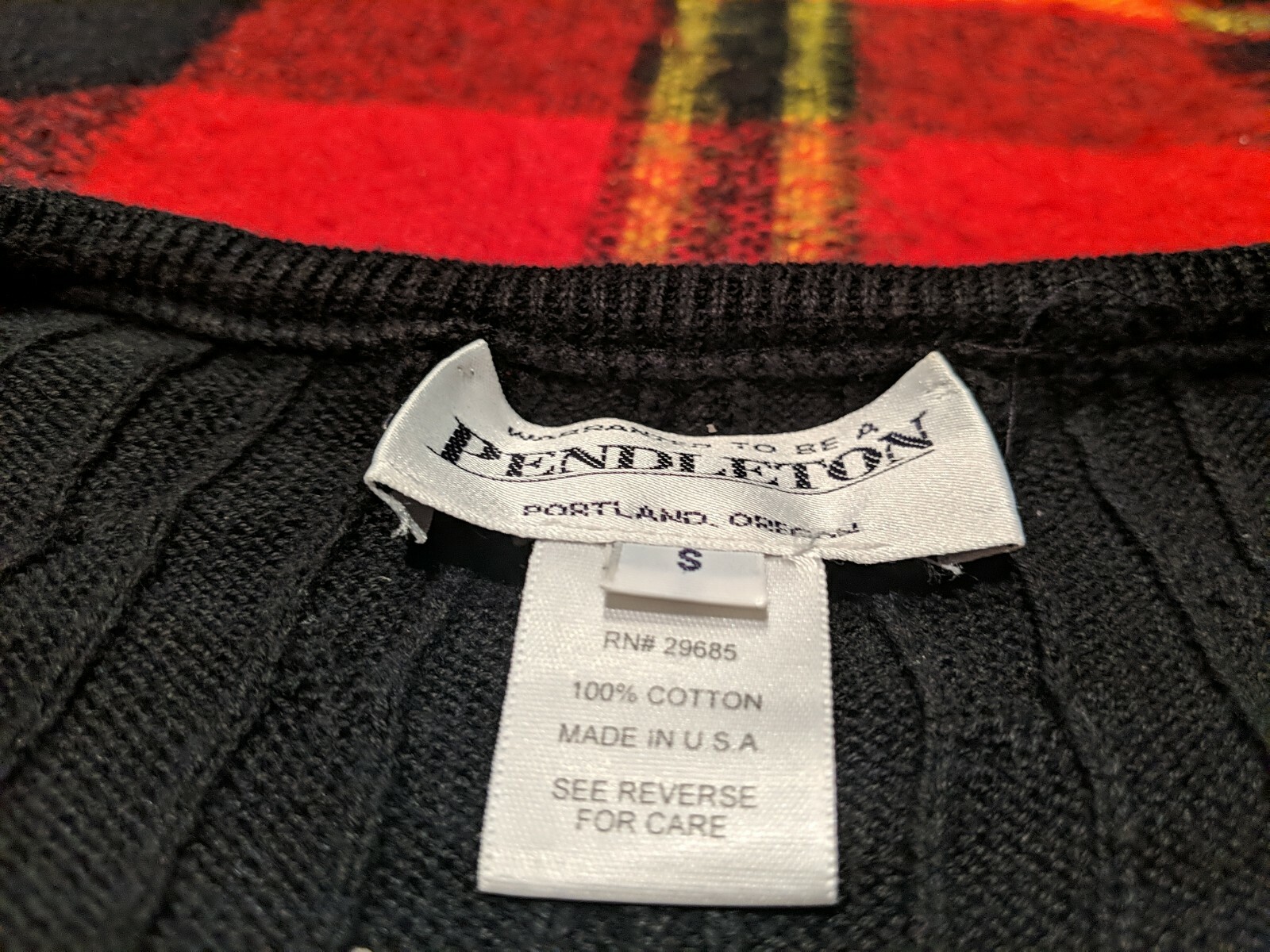 Pendleton Black Cotton Cable Knit Short Sleeve Te… - image 2