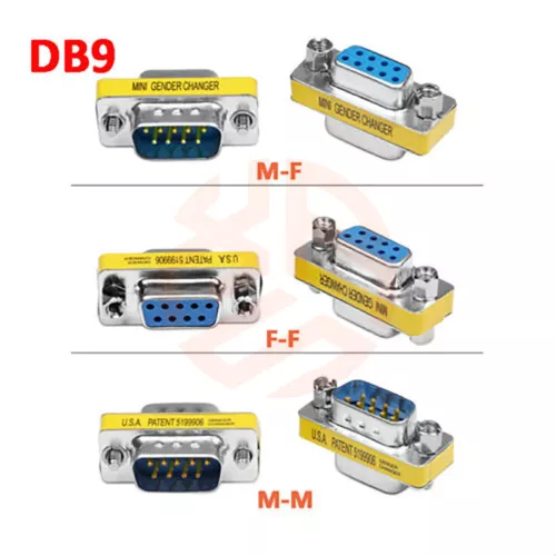 Gender Changer 9 pins F-F/ F-M/ M-M Serial RS232 Adapter Coupler DB9 Changer