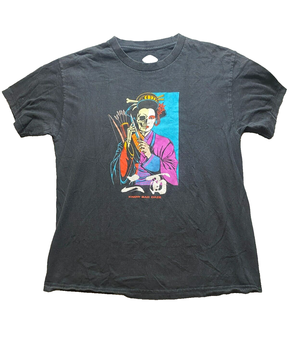 Know Bad Daze Shirt Adult Large Black Japanese Geisha Half