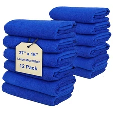 Large Microfiber Towel 12-Pack Rag For Car Wash-Cloth Drying Cleaning Wax Polish