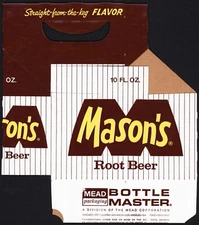 Vintage soda pop bottle carton MASONS ROOT BEER 10oz size unused new old stock