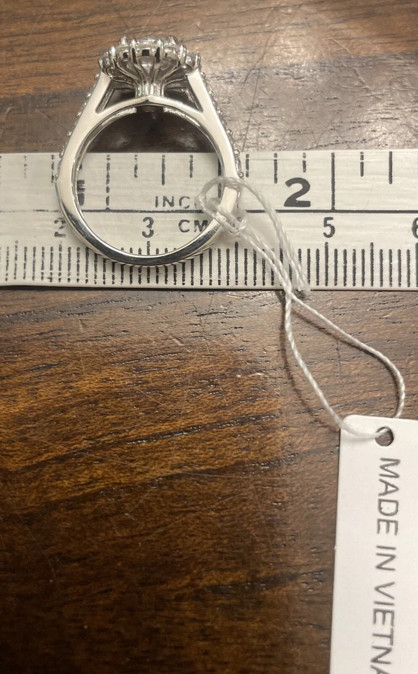 Swarovski Sterling Silver Platinum Flower Halo New Size 6 🇻🇳 - Image 3 of 4