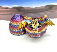 Crystal Winged Dragon with Egg 3D Printed Articulated Crystal Winged Dragon Toy