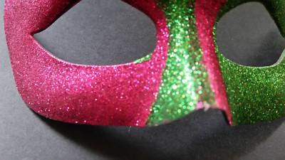 Venezianische Maske Grün Pink Glitter Helloween Cosplay Karneval Disco