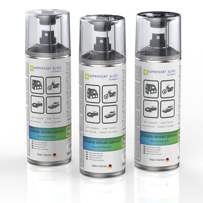3x Lackspray schwarz glänzend AUPROPAINT GLOSS Auto Lack 400ml überlackierbar
