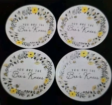 Royal Norfolk “You Are The Bee’s Knees” Spring Bee Plate Set of  4 🐝 NEW 7½"