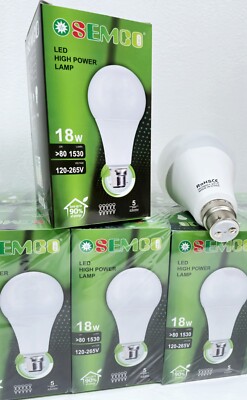 6x 18W=180 Watts LED High Power Daylight B22 Bayonet Light Bulb 90 