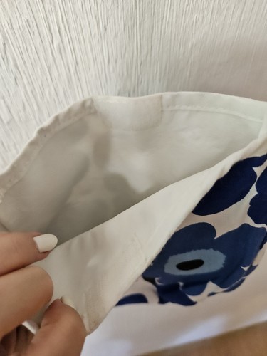Marimekko unikko Handmade Mini Bag White Blue 000383 - Picture 6 of 13