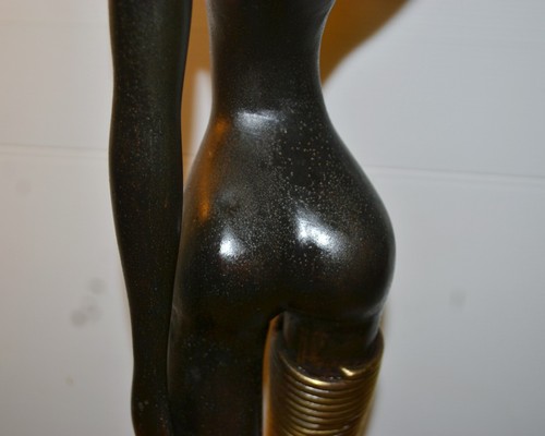 ANTICA SCULTURA NUBIANA STILE KARL HAGENAUER BRONZO ART DECO AFRICANA BLACKAMOOR - Foto 8 di 12