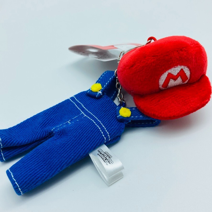 Super Nintendo World Mario Hat & Overalls Plush Keychain UNIVERSAL