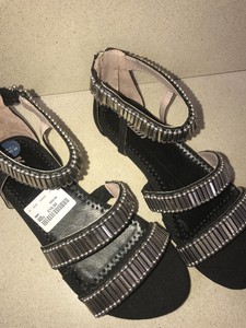 black embellished flat sandals