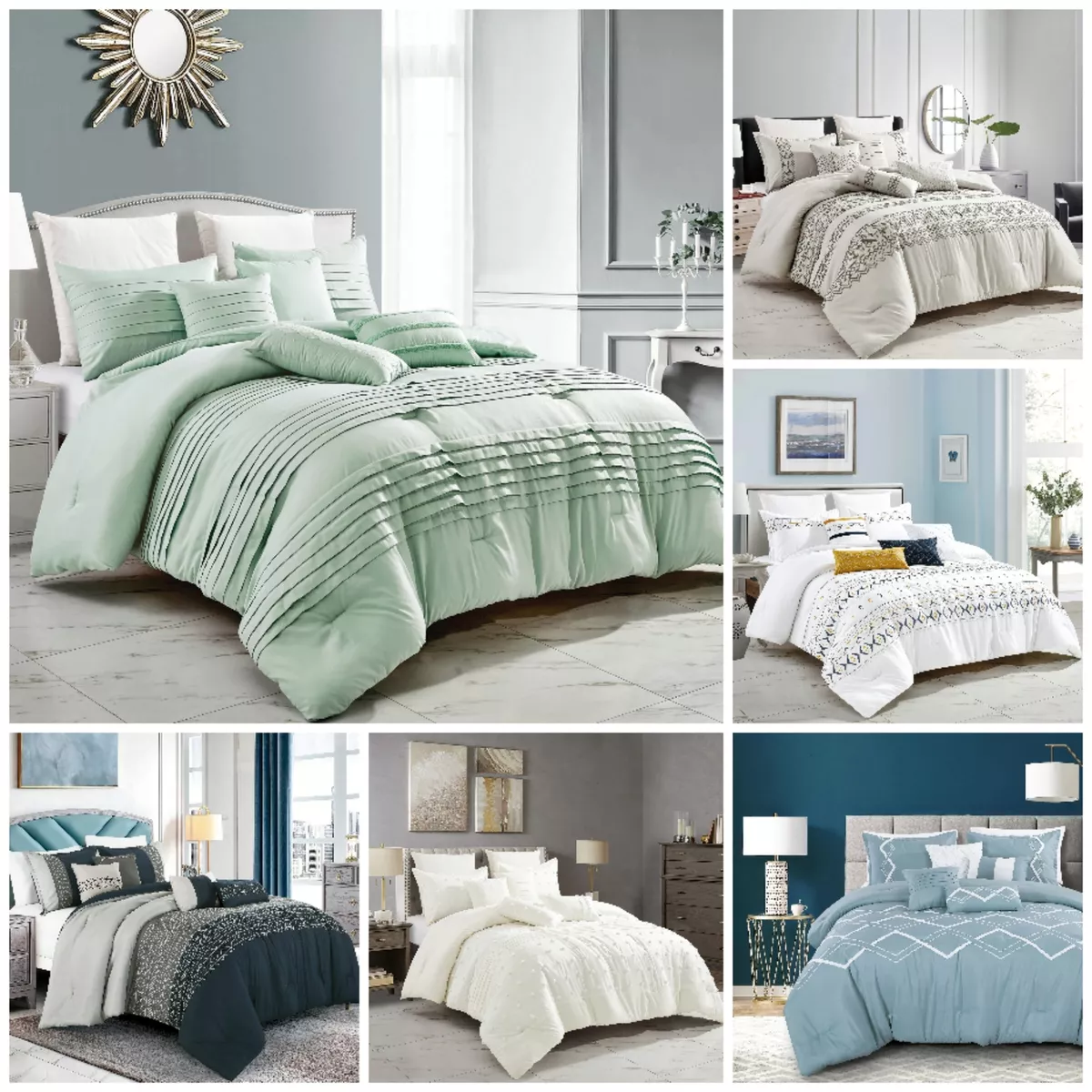 Shatex Luxury Home Bed In A Bag 7 Piece Queen King Cal King Size