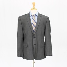 Calvin Klein 42R Gray Sport Coat Blazer Jacket Solid 2B Wool