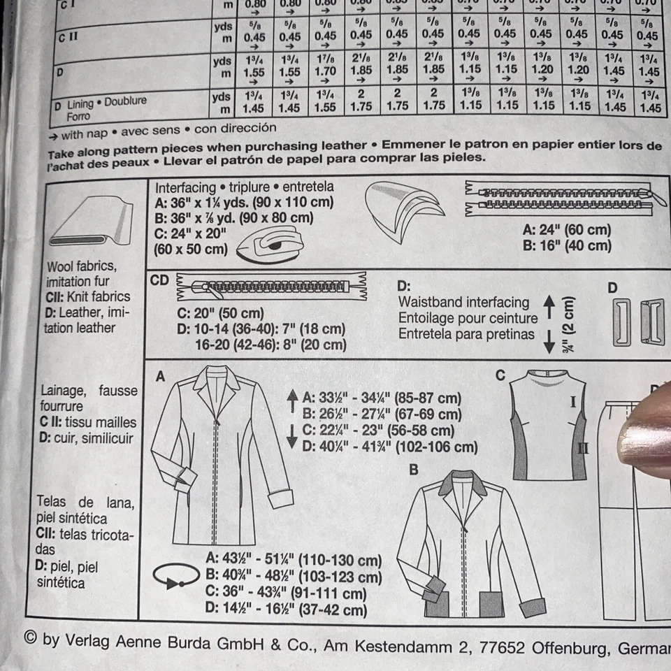 Burda Ladies Suit Sewing Pattern 8846 Size 10-20 Uncut - Image 3 of 3