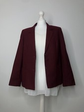 Edinburgh Woollen Mill Burgundy Pure New Wool Blazer Uk14