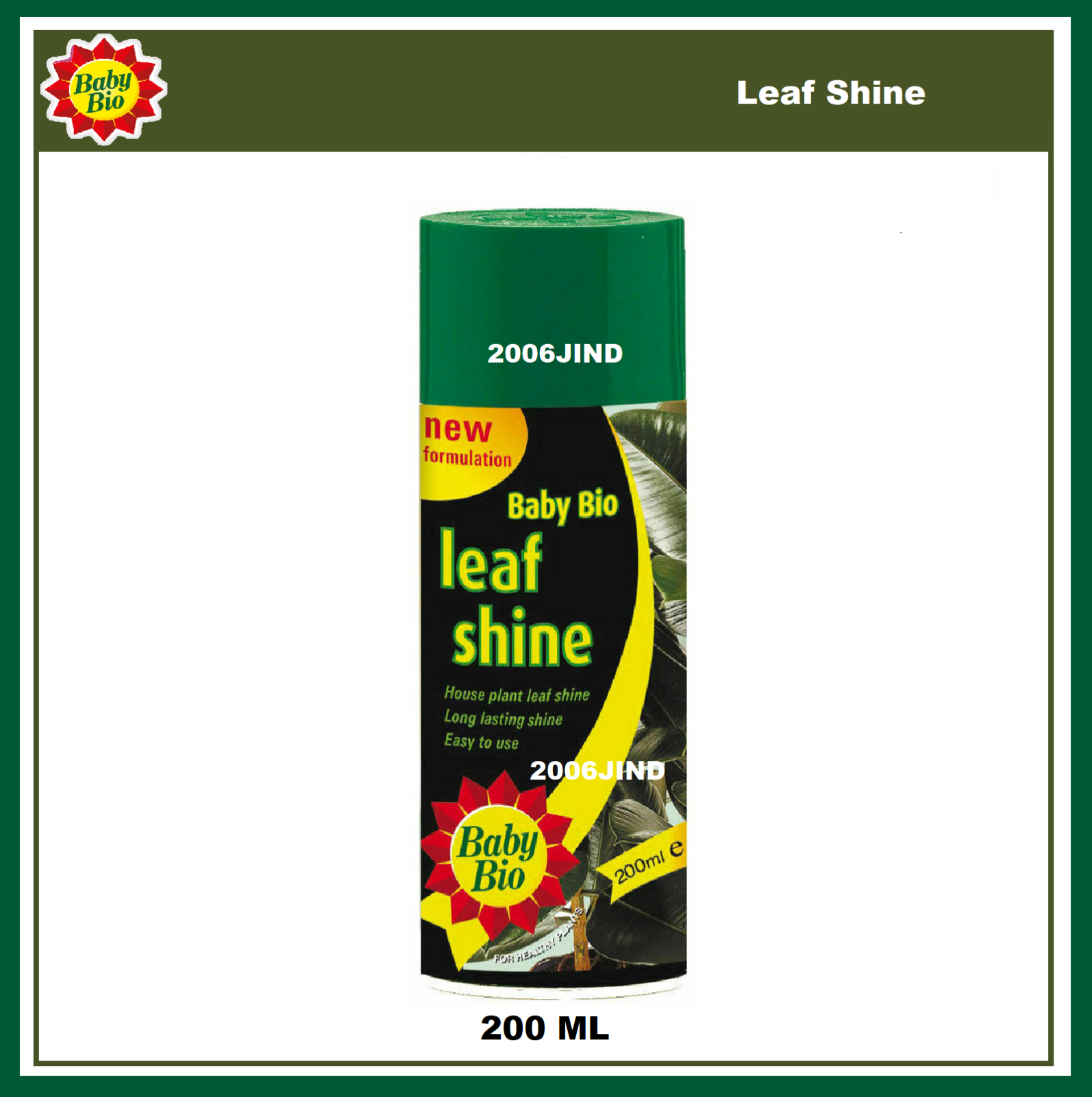 Baby Bio Leaf Shine Spray 200ml Long Lasting Leaf Shine for Indoor