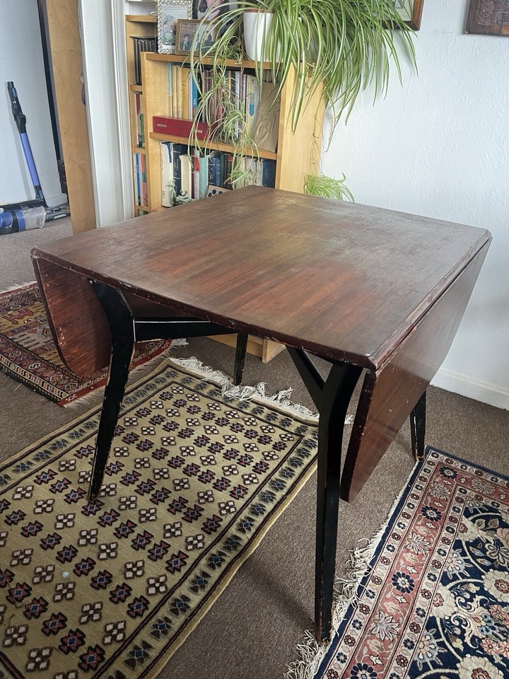 Solid Wood DropLeaf Dining Table with Butterfly Legs, Mid Century