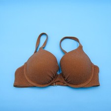 Victorias Secret 36C Brown Shimmer Push Up Padded Underwired Bikini Top Swimwear