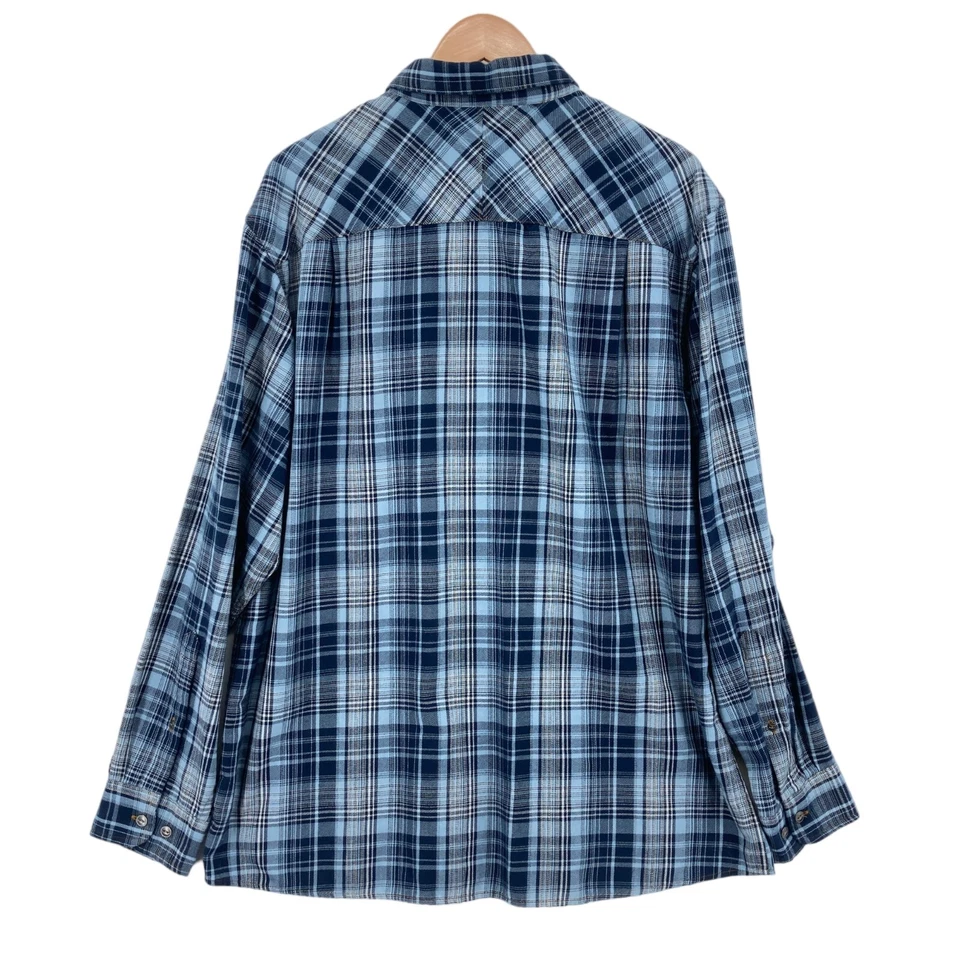 Camisa con botones Bob Timberlake para hombre XL azul a cuadros algodón mangas largas bolsillos Foto 2 de 4