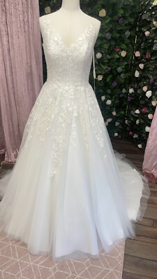 Milly May elfenbeinfarbenes Brautkleid Größe 12/14 atemberaubender Boho-Prinzessinnenstil mm073