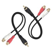 2 Pack RCA Y Splitter 1 Male to 2 Female Stereo Audio Cable for Car Audio