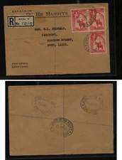 Gold  Coast  official registered cover to England      KL0811