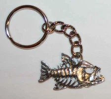 BONY FISH Bones Fine Pewter Keychain Key Chain Ring Fob USA Made