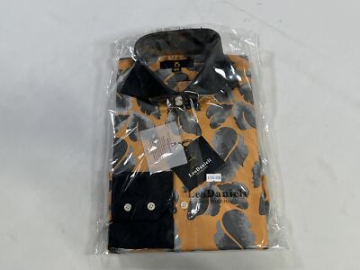 Mens Leo Danieli Orange Floral Button Down Shirt Size 15 NEW