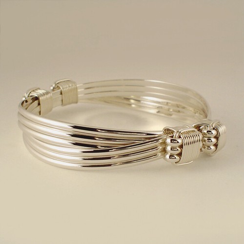 Solid 18 Karat White Gold Elephant Hair Bracelet Made With 4 Knots