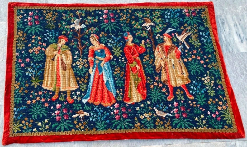 3x5 Vintage French Handmade Tapestry Needle Point Décor Tapestry/Wall  Hanging