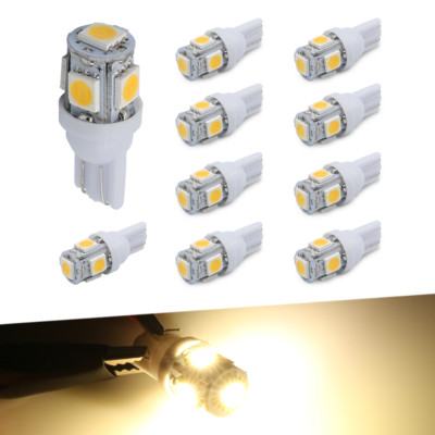10x T10 921 5-LED Warm White License Plate Interior Dome Map Car LED Light Bulbs