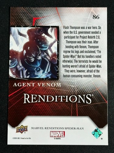 2024 Upper Deck Marvel Renditions Spider-Man Agent Venom #86 MCU ...
