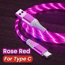 LED Light Up Type-C Fast Charging Flowing Glowing USB Phone Charger Cable Cord