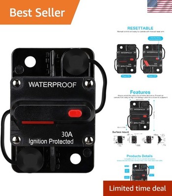 30 AMP Audio Circuit Breaker,12V-48V DC Fuse Holder,30-300A Breaker Switch,In...