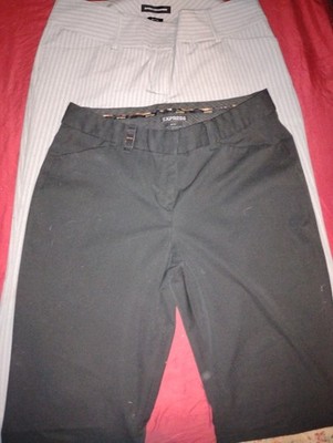 Express Editor Wide Waistband Studio Stretch Flare PreOwned 10R Gray & Black