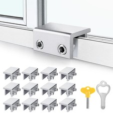 Sliding Window Locks Adjustable Security Key Vertical Horizontal Silver 12 PCS