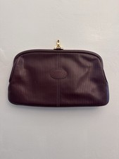 Vintage Burgundy Leather Clutch Kiss Lock Bag Frame Purse Classic Evening