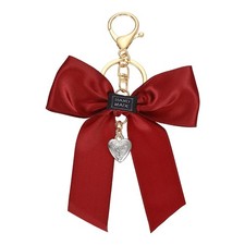 Bow Knot Keychain, Cute Bag Charm Keyring for Women Purse Red with Heart