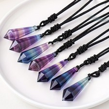 Colorido Collar Colgante Péndulo Cono Fluorita Cristal Amatista Fluorita