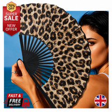 Folding Hand Fan Elegant Leopard Print Lightweight Portable Princess Theme