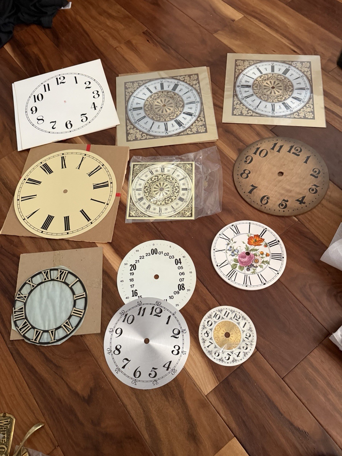 Large Clock Dial Lot Mixed Faces Roman Arabic Wood Decorativ