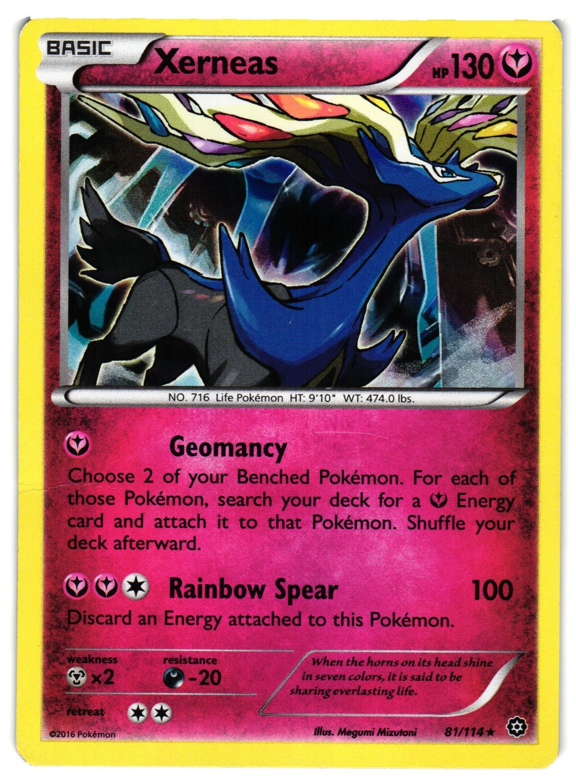 Pokemon TCG Xerneas 81/114 Holo Rare Steam Siege Holo DMG
