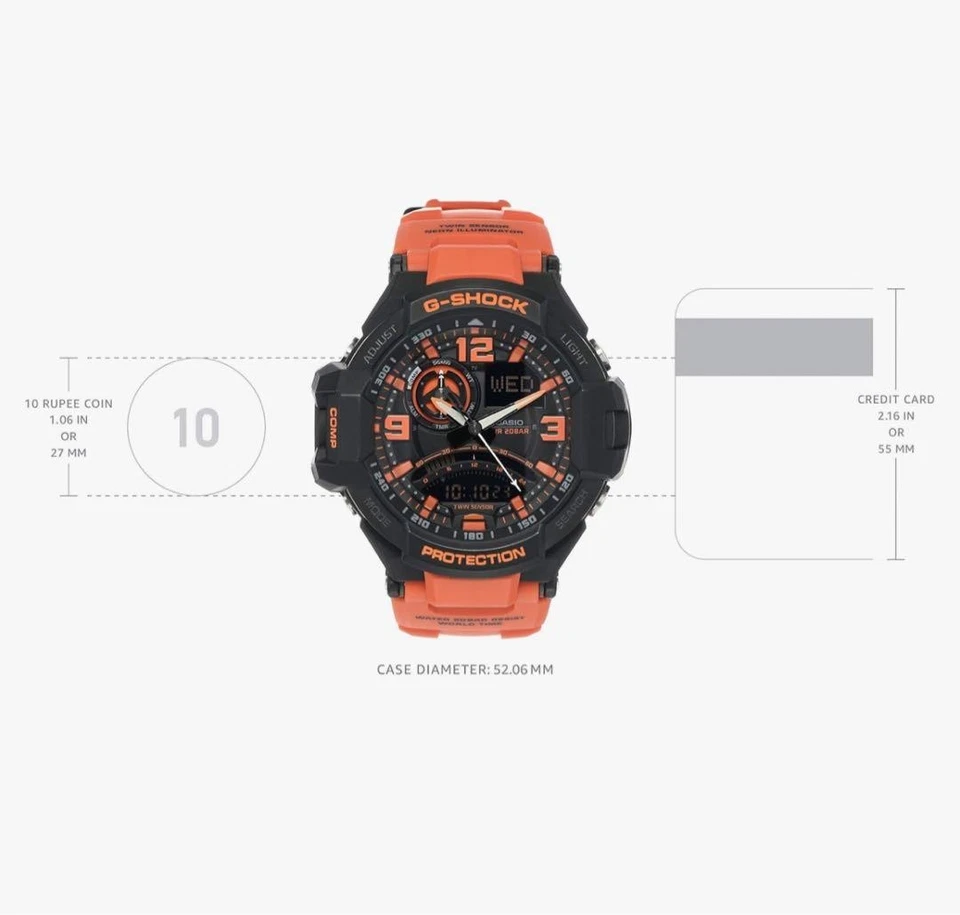 Casio G-Shock Gravitymaster Doble Sensor GA-1000-4A Naranja Nuevo Tarifas de Aduana de EE. UU. Foto 3 de 4