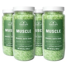 Village Naturals Therapy Muscle Mineral Bath Soak Eucalyptus Mint 20oz 4-Pack