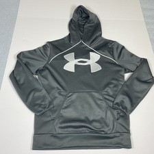 Under Armour Fleece Big Logo Hoodie Grey Men's Small UA Sweatshirt Long Sleeve