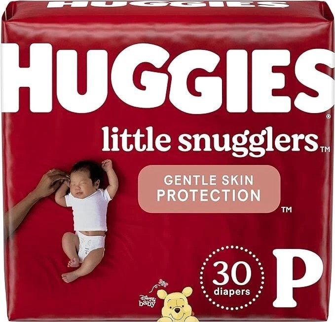 HUGGIES Little Snugglers Baby Diapers, Size Preemie, 30 Coun