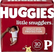 HUGGIES Little Snugglers Baby Diapers, Size Preemie, 30 Count, Convenience Pack