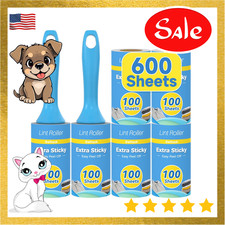 600 Sheets Extra Sticky Lint Rollers for Pet Hair, Easy Spiral Tear Lint Roller