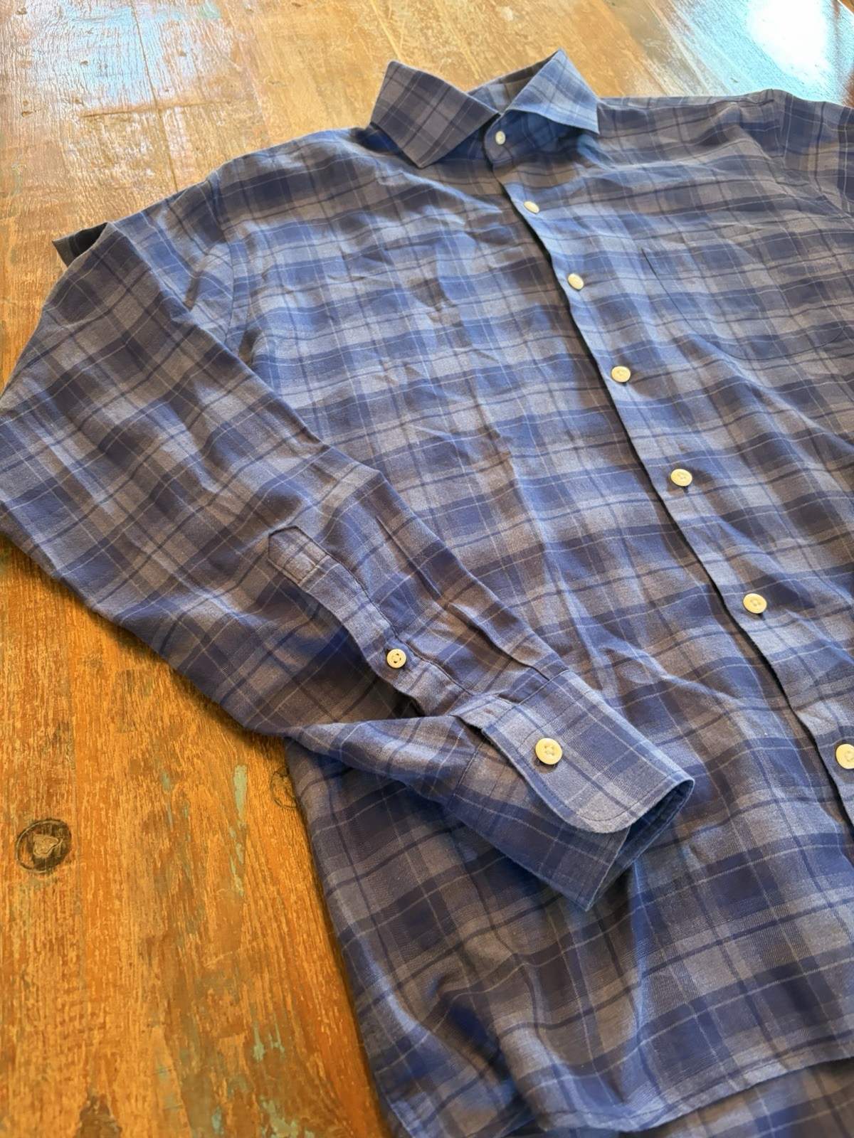 Men’s Peter Millar Blue Button Down Medium - image 3