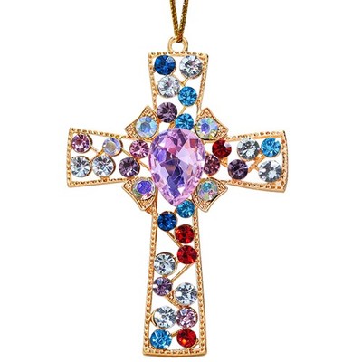 Cross Ornaments for Christmas Tree, Christian Ornament, Gold Metallic 